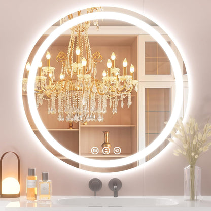 Lmsedf 24" x 32"Rectangle LED Bathroom Mirror with Lights, Backlit & Front Lighted, Wall-Mounted Vanity Mirror 3000K/4000K/6000K, Memory Functions, Anti-Fog, Dimmable Smart Mirror