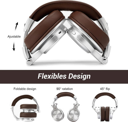 OneOdio A70 Fusion Bluetooth Over Ear Headphones with 72H Playtime, Studio DJ Headphones with Share-Port, Wired and Wireless Recording Headphones with Stereo Sound for Electric Drum Piano Guitar AMP