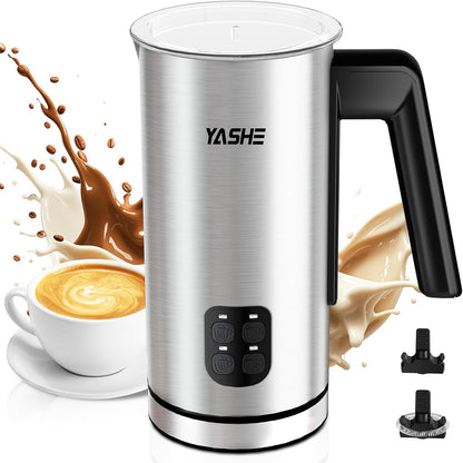 YASHE Milk Frother, 8.1 oz/240ml Milk Frother and Steamer, 4-in-1 Electric Milk Frother, Milk Steamer and Frother for Latte, Stainless Steel Milk Steamer, Easy Clean, Dense Velvety Foam