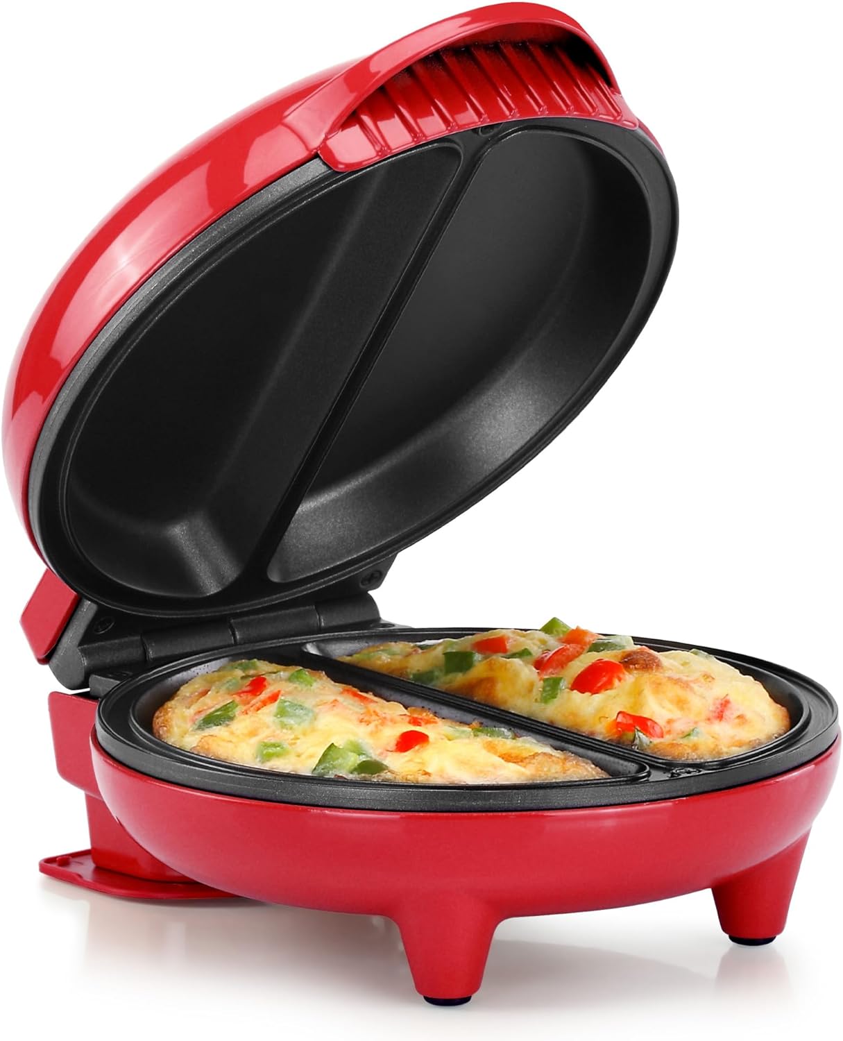 Holstein Housewares Non-Stick 6-Section Multi-Food Maker - Arepas, Mini Pancakes, Corncakes and More, 6-PC, Red/Black