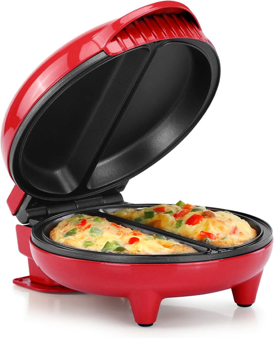 Holstein Housewares Non-Stick 6-Section Multi-Food Maker - Arepas, Mini Pancakes, Corncakes and More, 6-PC, Red/Black