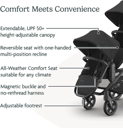 Toddler Stroller Seat | Tandem Double Stroller Seat with 5-Point Harness and Adjustable Canopy
