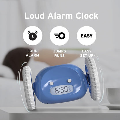 CLOCKY Extra Super Loud Alarm Clock for Heavy Sleepers Adults Kids Teens Bedroom, Move Jump Roll Run Away Easy to Set Smart Digital Alarm Clock Funny Gag Gift (Chrome)