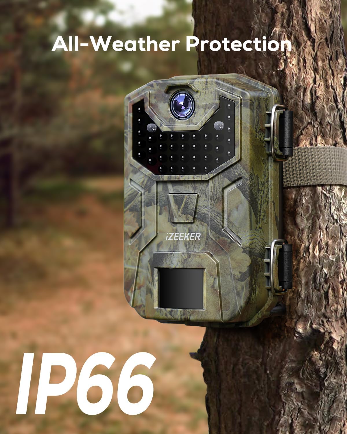 iZEEKER Trail Camera 2K HD 36MP, Trail Cameras with 940nm No Glow Infrared LEDs, No WiFi, Night Vision Motion Activated IP66 Waterproof for Wildlife Watching Indoor Security