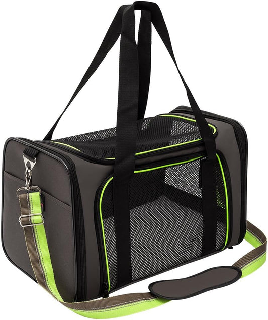 Aivituvin Dog Carrier Airline Approved Soft Sided Pet Carriers, Collapsible Travel Cat Carrier for Medium Cats and Puppies (Green Large)