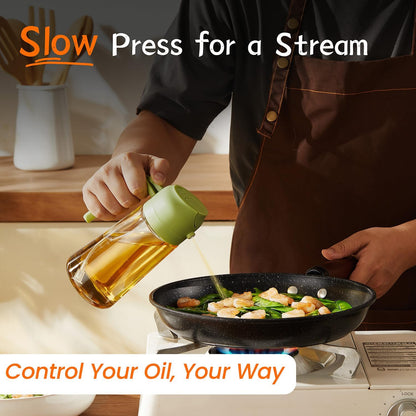 Purilite Select 470ml Glass Oil Sprayer &amp; Dispenser Bottle – 2-in-1 Flip Top