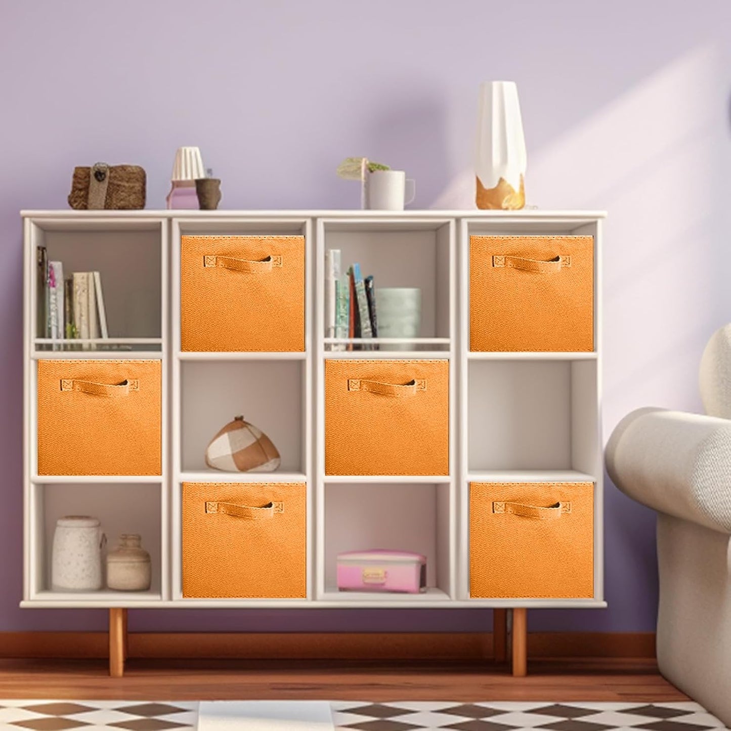 ShellKingdom Storage Bins, Foldable Fabric Storage Cubes And Cloth Organizer Drawer For Closet And Toys, 6 Pack (Lavender+Light Blue+Pink)