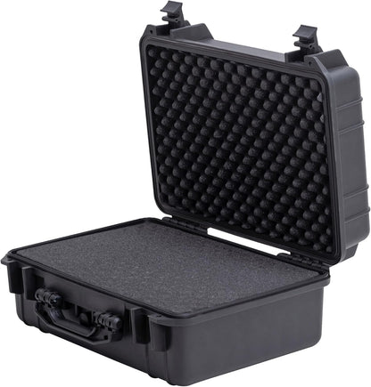 MEIJIA Portable Waterproof Protective Hard Case,Camera Case with Customizable Fit Foam Inserted, Elegant Black (9.17"x 7.56"x4.33")