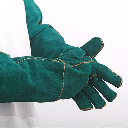 Animal Handling Gloves Bite Proof, 60cm/ 23.6In Scratch Resistant Leather Gloves for Grabbing/Grooming/Handling Dog Cat Bird Snake Parrot Lizard Reptile - Protection Pet Gloves