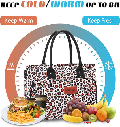 Lunch Bag for Women, Insulated Lunch Box for Work, Large Leakproof Cooler Purse with Side Pockets & Removable Shoulder Strap Women's Lunch Tote Bag for Picnic Work Beach Cute Lunch Bags (Heart)