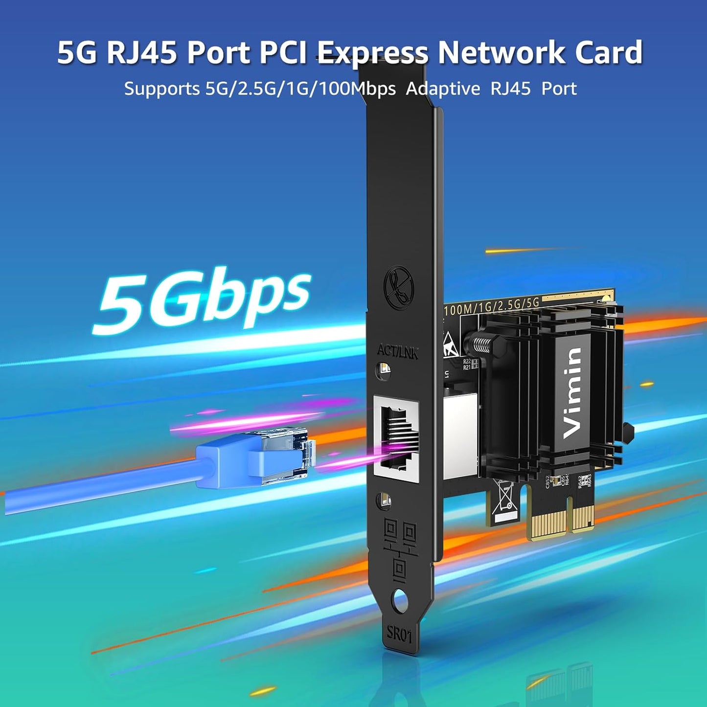 10G PCI-E Network Card with 10Gbps Dual RJ45 Ports, Intel X540-T2 Conrtoller, VIMIN 10Gb Ethernet Adapter Card Compatible with PCI Express X8, X16, Support Windows/Windows Server/Linux/VMware