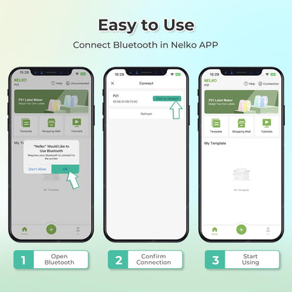 Nelko Label Maker Machine with Tape, P21 Portable Bluetooth Label Printer, Wireless Built-in Cutter Sticker Maker Mini Label Makers with Multiple Templates for School Organizing Office Home, White