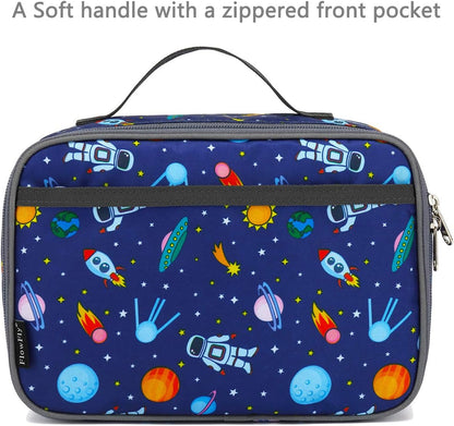 FlowFly Kids Lunch Box Insulated Soft Bag Mini Cooler Back to School Thermal Meal Tote Kit for Girls, Boys, Black