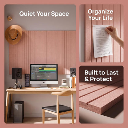 Large Cork Board for Wall 36" X 24"Alternative - 6 Pack Large Felt Bulletin Board with 48 Removable Adhesive Tabs,20 Pushpins,Felt Board for Home Office Wall and School Classroom Décor(Pink)