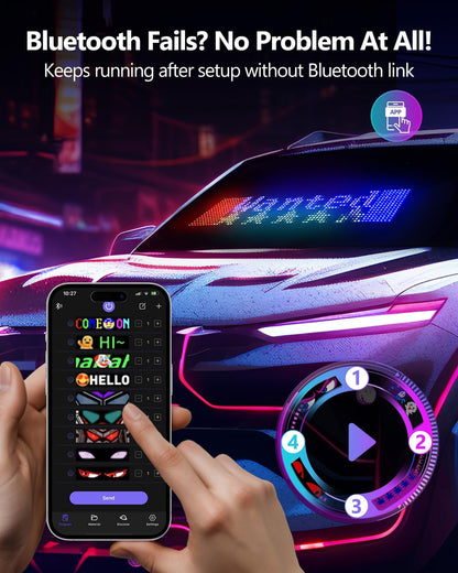 Multifunctional Bright 2PCS Eyes for Cars Windshield - 19in x 5in [ Two Screens 100% Synchronized ] Programmable LED Eyes for Car - Flex LED Display - Sized Cars/SUVs/Trucks