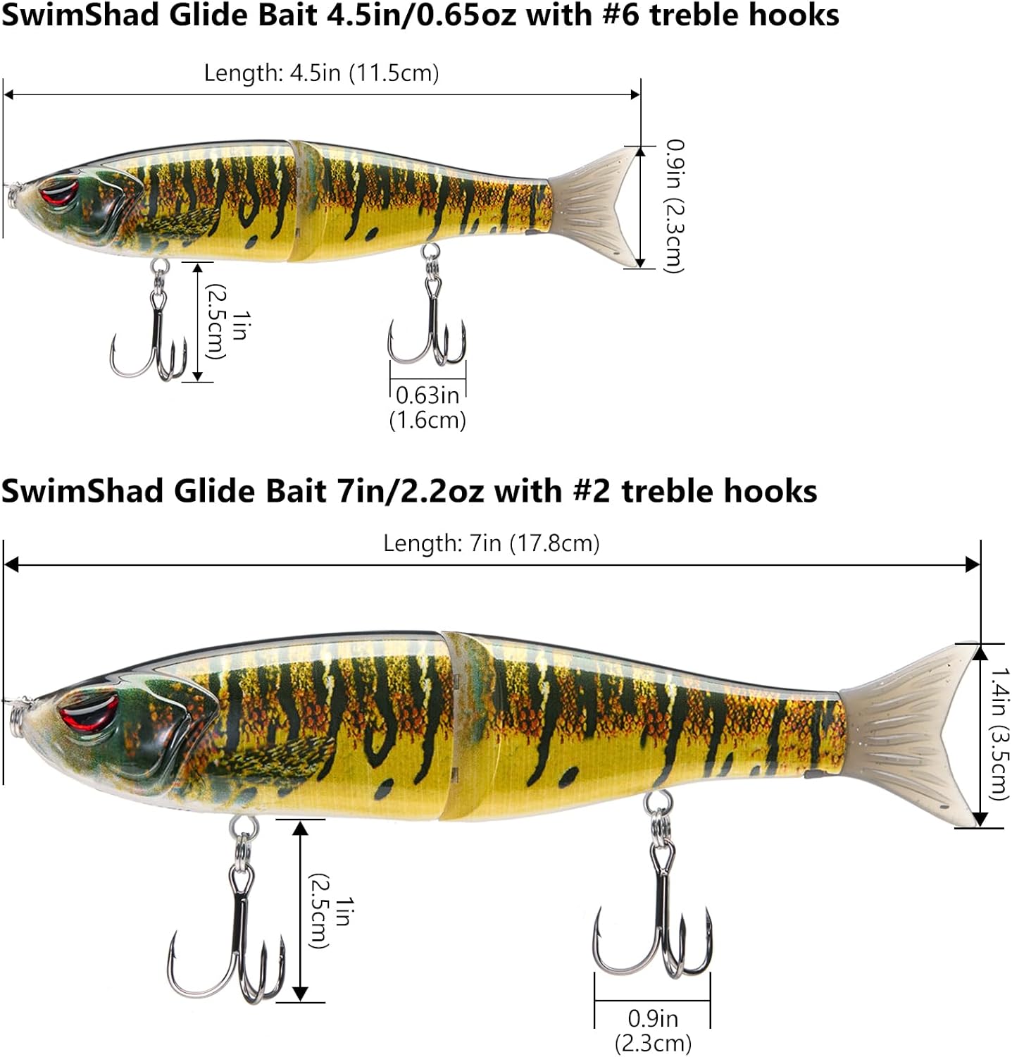 Bassdash SwimShad Glide Baits Jointed Swimbait Bass Pike Salmon Trout Muskie Fishing Lure
