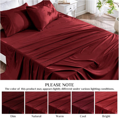 JOLLYVOGUE Queen Size Bed Sheet Set - 4 Piece Bed Sheets Set with Deep Pocket - Soft Breathable & Cooling - Resists Shrinkage & Fading Draps Queen - Easy Care (Dark Grey)