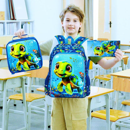 3pcs Backpack for Boys and Girls, 16” Kids Kindergarten Bookbag with Lunch Box, Cute Elementary Backpacks for Boy Girl
