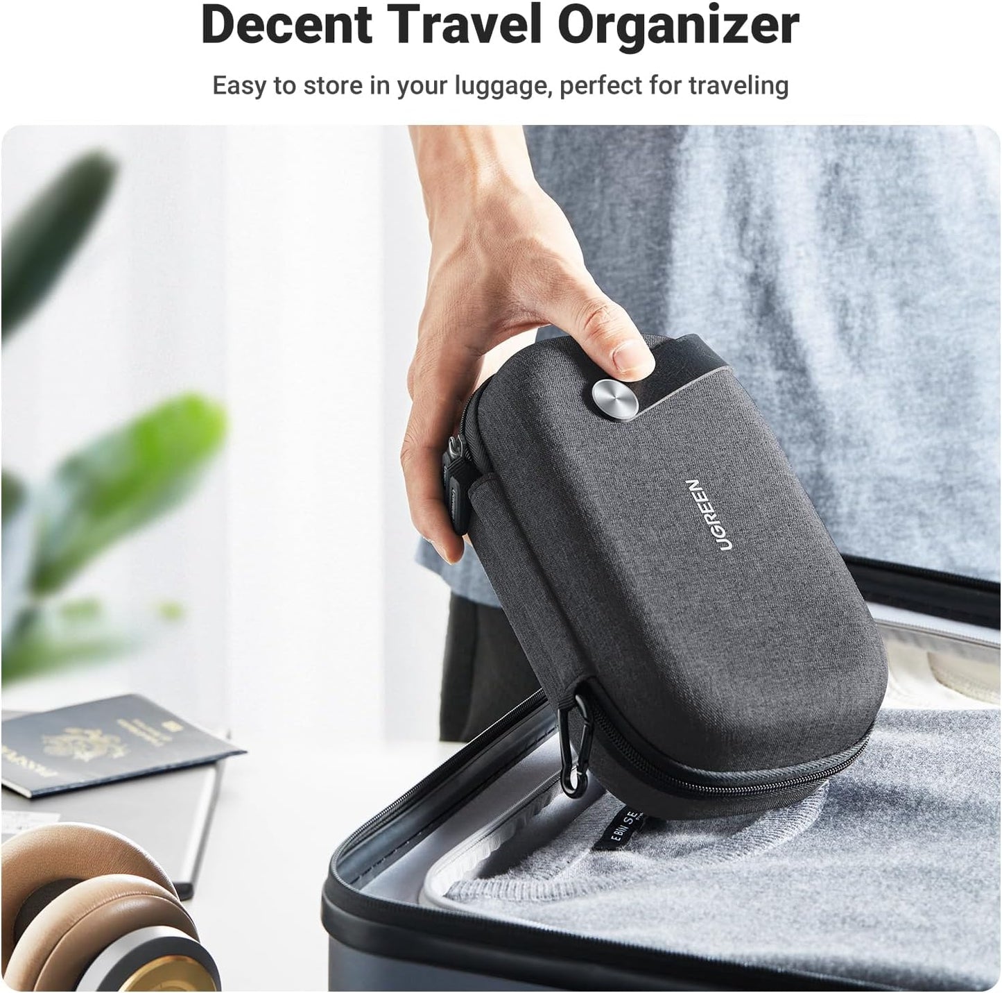UGREEN Travel Case Universal Electronic Accessories Bag Cable Organizer Portable Carrying Pouch for Mini Speaker, USB Cable, Memory Cards, Power Bank, Hard Drive, Charger, Cosmetics, and More