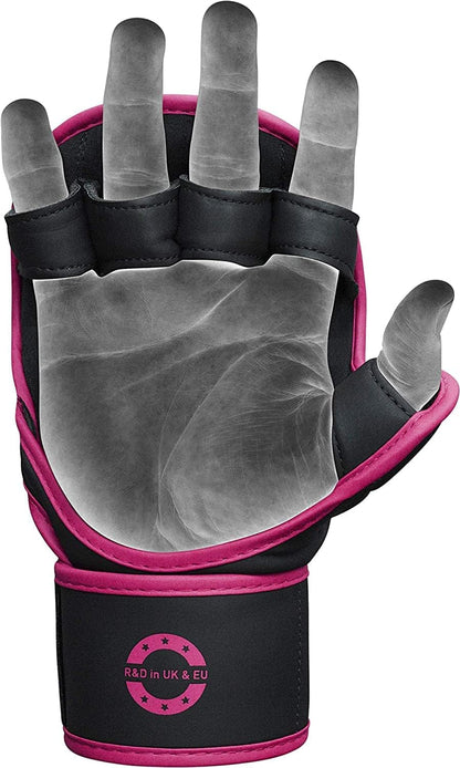 RDX MMA Gloves Sparring Grappling, Hybrid Open Palm Martial Arts Mitts Men Women, Maya Hide Leather Wrist Support, Cage Fighting Combat Sports, Muay Thai Training, Punching Bag and Kickboxing