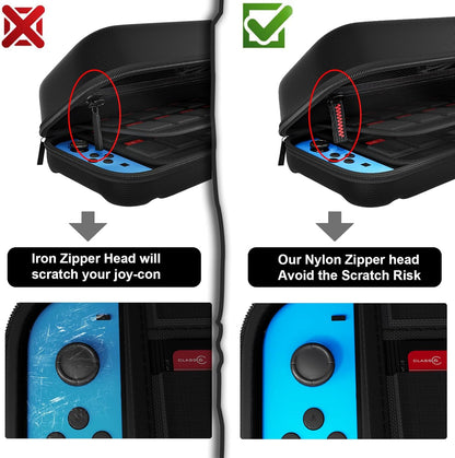 Daydayup Switch Carrying Case Compatible with Nintendo Switch/Switch OLED, with 20 Games Cartridges Protective Hard Shell Travel Carrying Case Pouch for Console & Accessories, Black