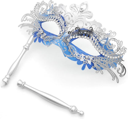 Coddsmz Masquerade Mask with Stick Venetian Mask Mardi Gras Decorations for Womens Halloween Costume Mask