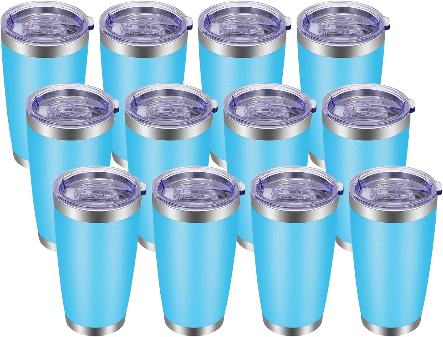 VEGOND 20oz Tumbler with Lid and Straw Stainless Steel Tumbler Cup Bulk Vacuum Insulated Double Wall Travel Coffee Mug Powder Coated Coffee Cup (Bluish Violet 6 Pack)