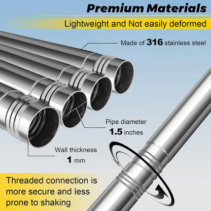 Starlink Mini Pole Mount, Lymorexan 8 Ft Starlink Mimi Mounting Kit with RV Ladder Mount, Removable Stainless Steel Pole, Fits 1 inch Ladder Rails Accessories Suitable for RV, Van, Truck