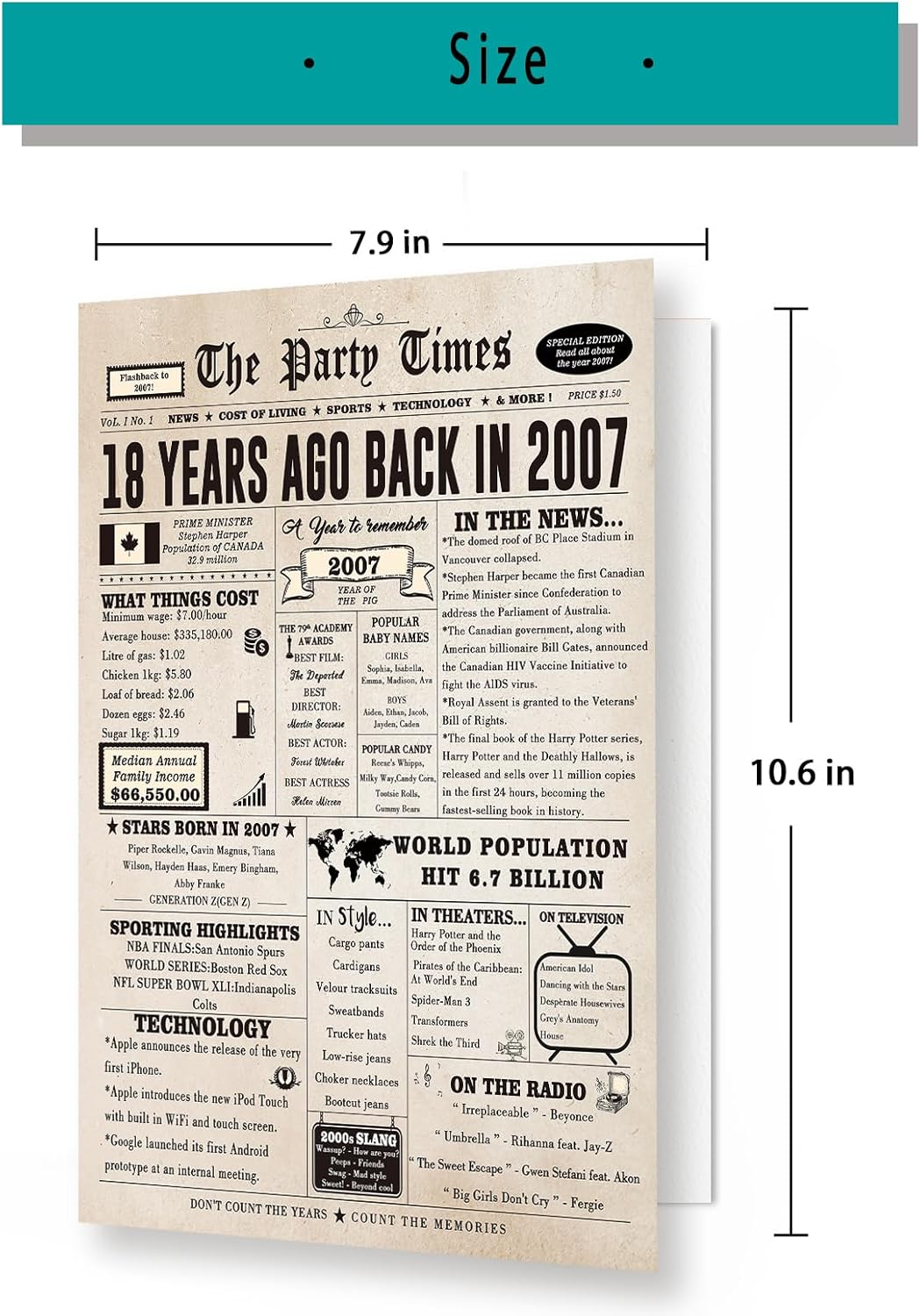 Large 50 Years Old Birthday Gifts for Women Men,Happy 50th Birthday Card for Husband Wife, Retro 50 Years Old Birthday Gifts for Mom Dad