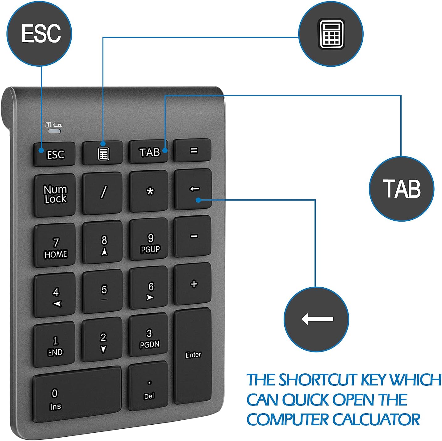 Wireless Number Pads, Numeric Keypad Numpad 22 Keys Portable 2.4 GHz Financial Accounting Number Keyboard Extensions 10 Key for Laptop, PC, Desktop, Surface Pro, Notebook