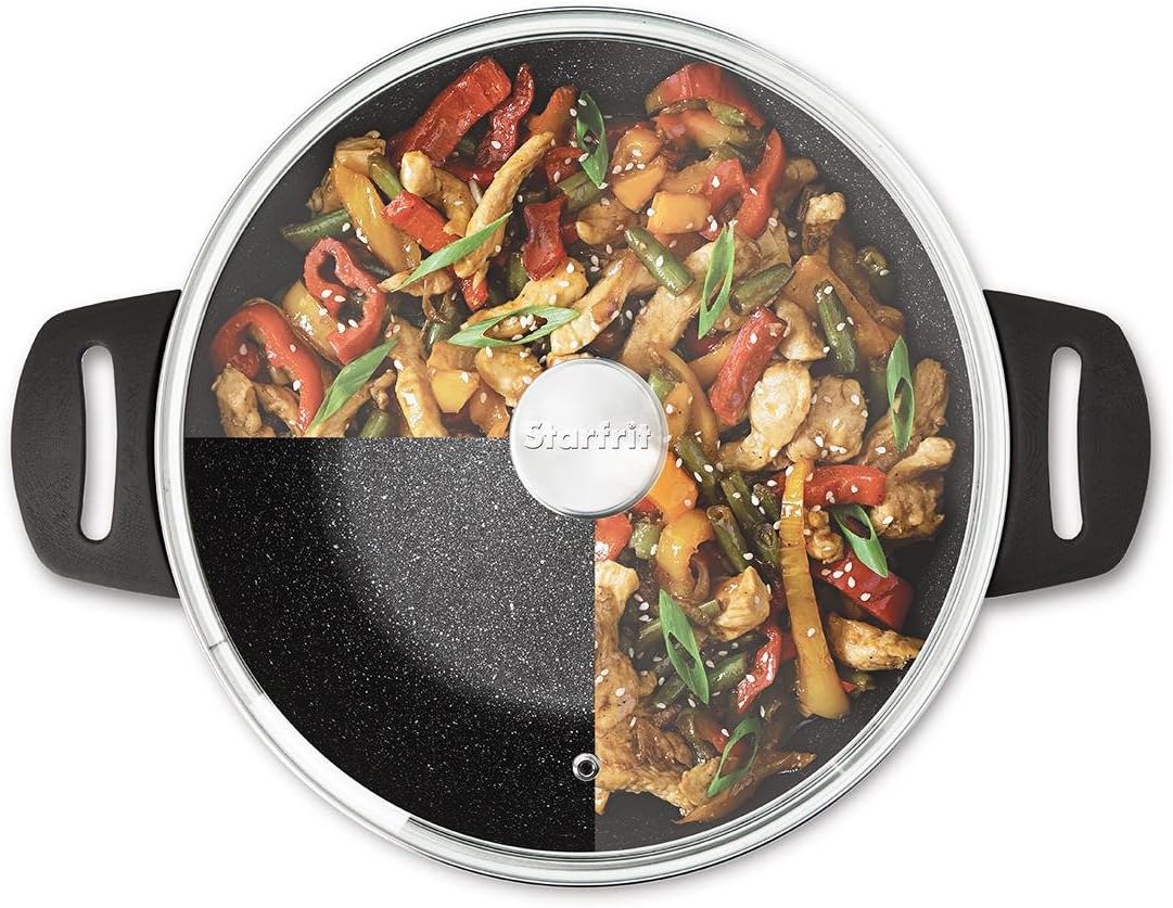 Starfrit The Rock Electric Skillet - 12" x 12" - Rock.Tec Non-Stick Cooking Surface - Tempered Glass Lid - 1200W