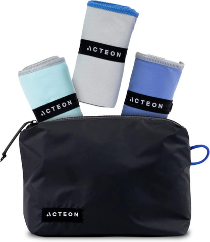 Acteon Microfiber Quick Dry Gym Towel, Silver ION Odor-Free Mega Absorbent Fiber Fast Drying Men Women Workout Gear for Body Sweat, Beach, Camping, Working Out Travel Towels