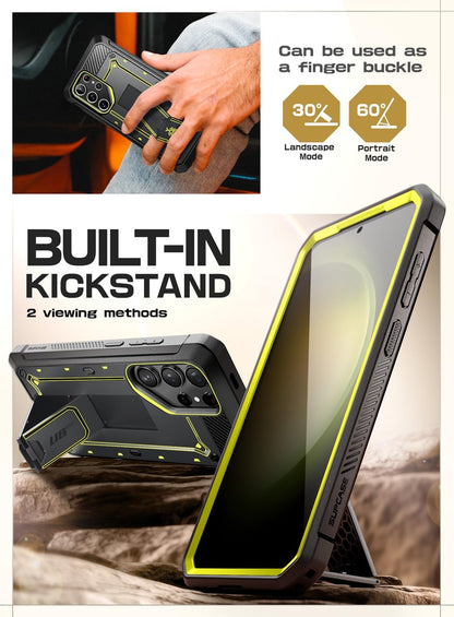 SUPCASE Unicorn Beetle Pro Case for Samsung Galaxy S23 Ultra 5G (2023), [Extra Front Frame] Full-Body Dual Layer Rugged Belt-Clip & Kickstand Case with Built-in Screen Protector (Black)