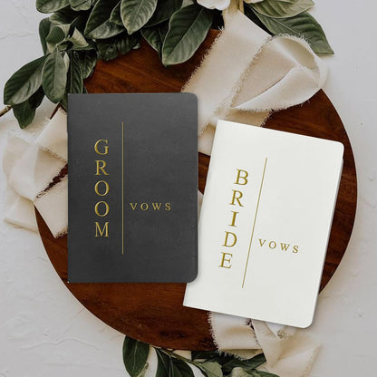 WeddingGiftsWedding Vow Books His and Hers Soft Touch Gold Foil Engraving Vow Books Wedding Essentials Wedding Accessories(TR-HH-Black)
