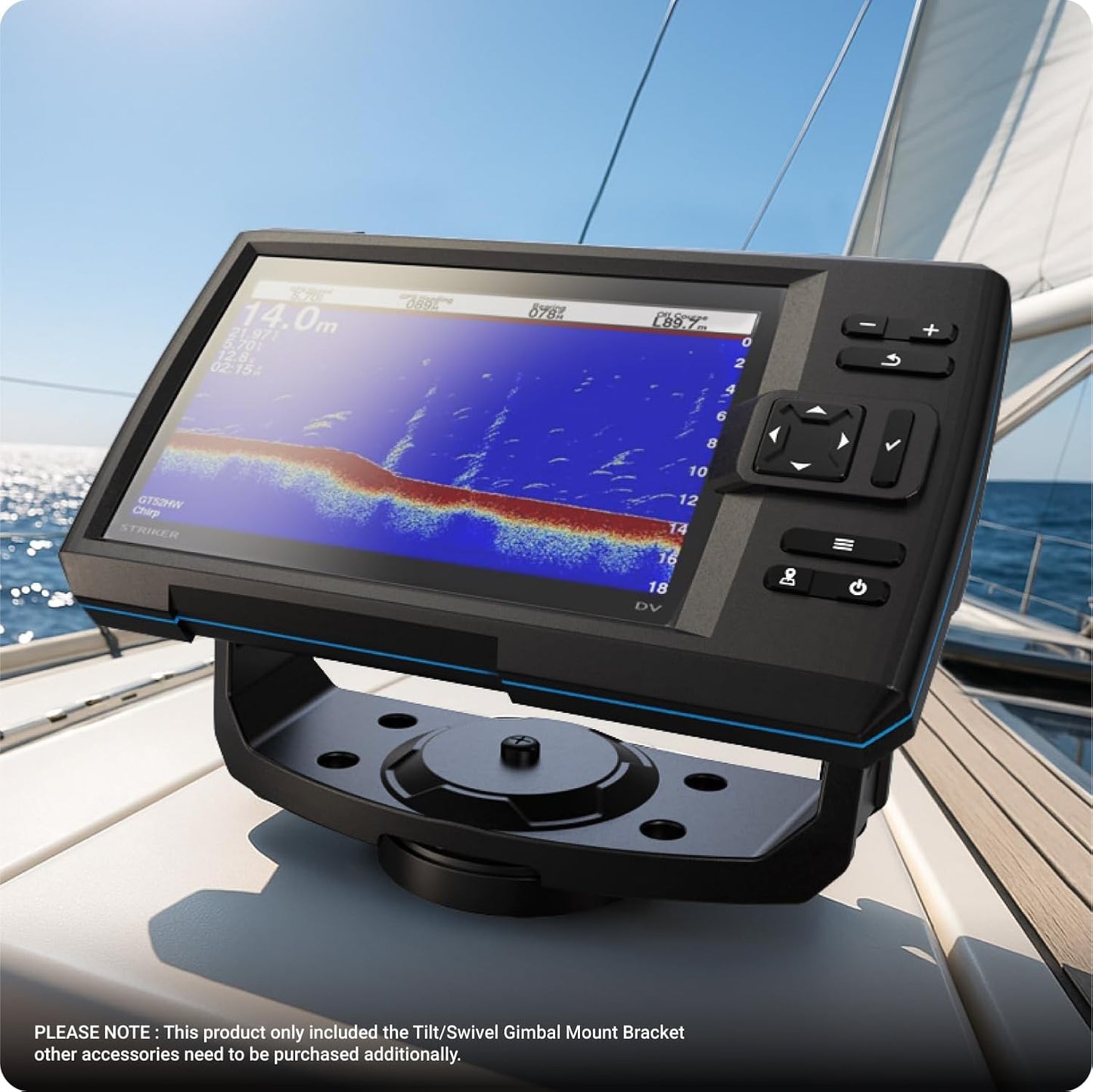 TUSITA Fish Finder Tilt/Swivel Gimbal Mount Bracket and Knobs Compatible with Garmin Striker 5cv 5dv 7cv 7dv 7sv,Vivid 5cv 7cv 7sv,ECHOMAP UHD2 5" 7" cv 010-12439-01