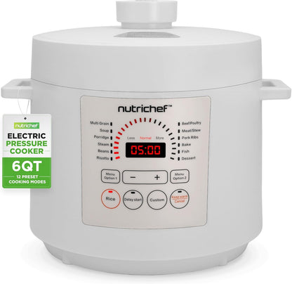 NutriChef Pressure Cooker 6 Quart Stainless Steel, Adjustable Time & Temperature, Multi Cooker for Rice, Yogurt & Meat, Fast Meal Prep