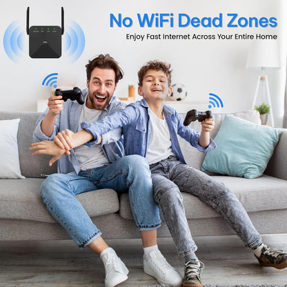 Hocent WiFi Extender, WiFi Booster with Ethernet Port, WiFi Repeater Covers Up to 8000 Sq.ft and 60 Devices, Internet Booster Signal Boosters for Home, Black