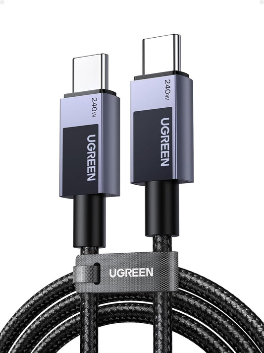 UGREEN 240W USB C to C Cable 48V 5A Nylon Braided Cable PD 3.1 Fast Charge USB 2.0 480Mbps Type C Cord Compatible with MacBook Pro, iPhone 16 15, Galaxy S25 S24 S23 Ultra, iPad Pro, 6ft