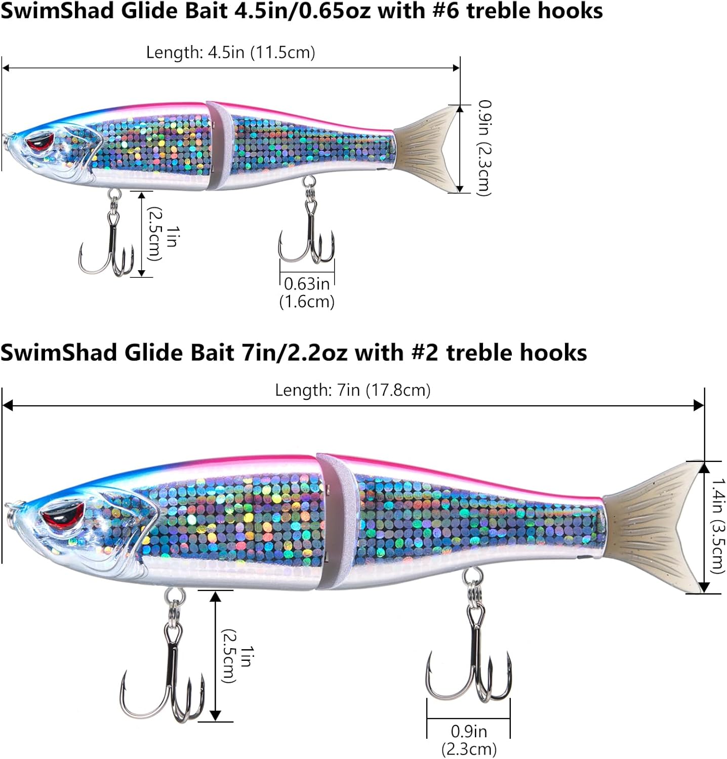 Bassdash SwimShad Glide Baits Jointed Swimbait Bass Pike Salmon Trout Muskie Fishing Lure