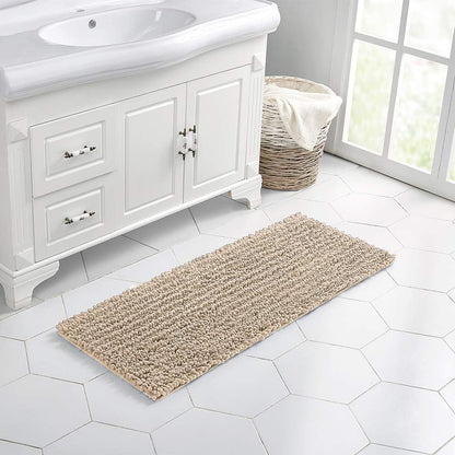 Walensee Bathroom Rug Non Slip Bath Mat (24x17 Inch Blush) Water Absorbent Super Soft Shaggy Chenille Machine Washable Dry Extra Thick Perfect Absorbant Best Small Plush Carpet for Shower Floor