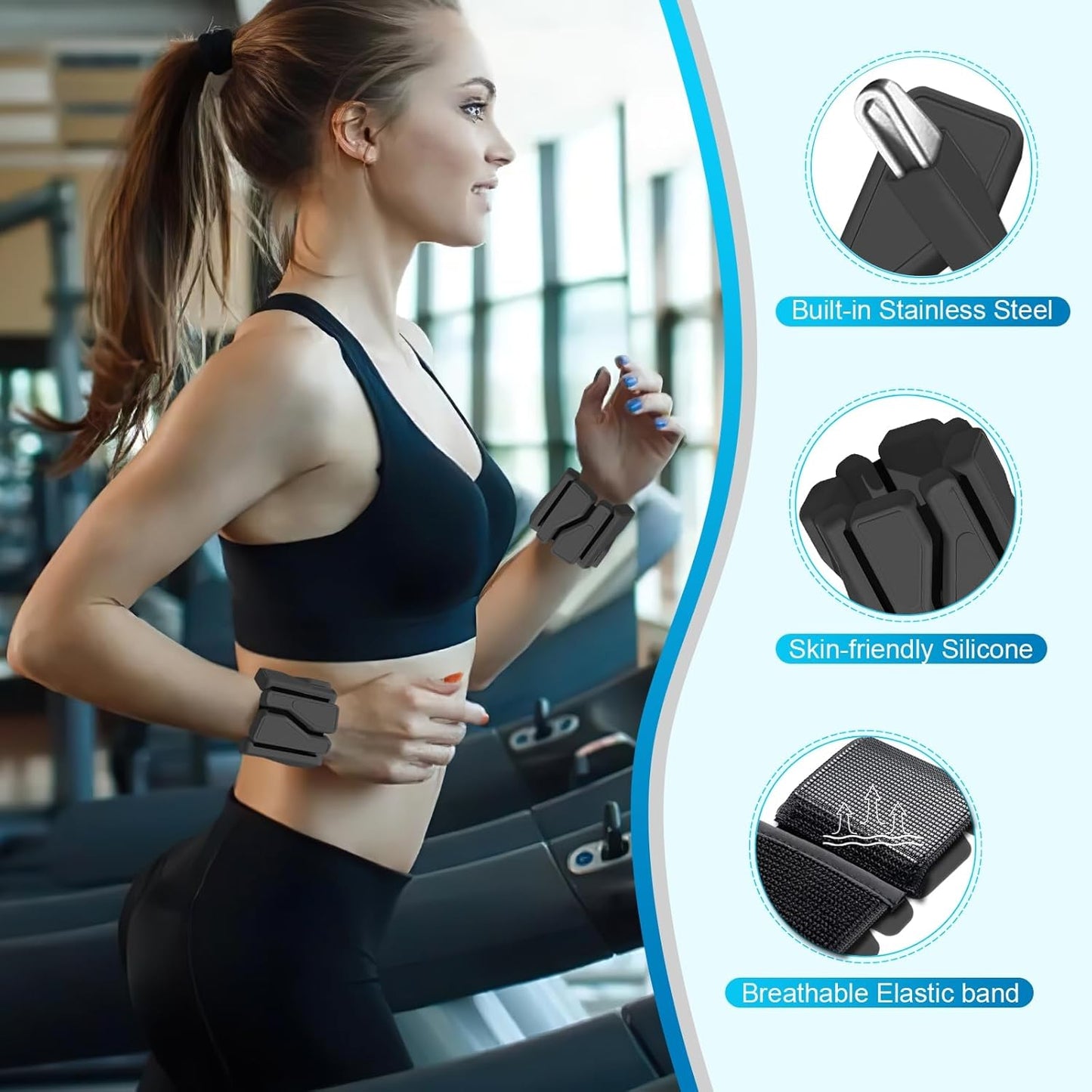 ADLIFE Adjustable Wrist Ankle Weights for Women Men Kids, 2 Lbs Wearable Arm Leg Weights Set of 2(1 Lb Each), Weighted Wristbands Exercise Weights for Walking Running Pilates Yoga Home Gym Workout