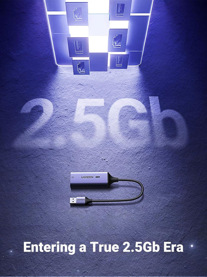 UGREEN USB to Ethernet Adapter 2.5Gb, Aluminum, USB 3.0 to RJ45 Computer Network Internet LAN Ethernet Dongle for Laptop, Compatible for MacBook Air/Pro, XPS, Windows, macOS