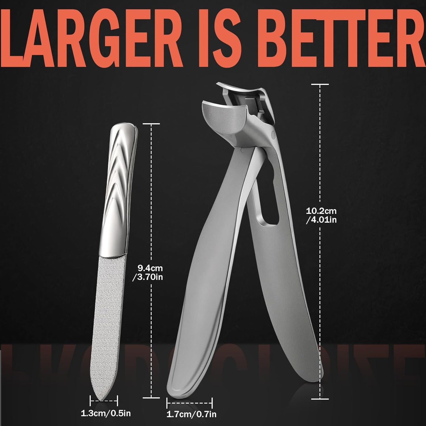 BEZOX Angled Head Nail Clippers for Seniors - Ergonomic Toenail Clipper for Thick Nails, Premium Steel Nail Cutter Trimmer with Catcher for Men and Women - Black