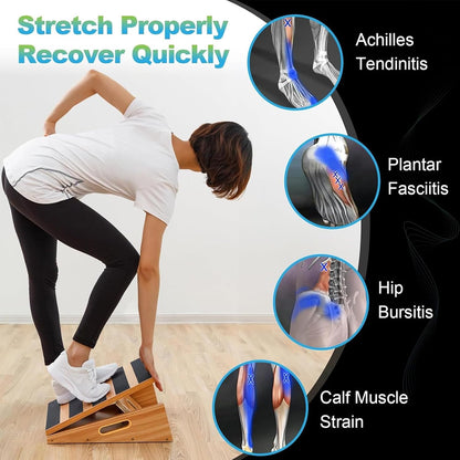 StrongTek Wooden Slant Board, 5 Adjustable Angles, 500 lb, Side Handle Standard and XL Sizes, Full or Partial Non-Slip Surfaces, Side Carry Handle, Calf and Ankle Stretching, Squats and Rehab