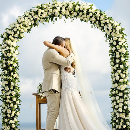 7.2 Ft Metal Wedding Arch Stand Gold Adjustable Backdrop with Base for Ceremony Birthday Bridal Baby Shower Outdoor Indoor Graduation Party Balloon Decoration Arched Square Frame (Gold, 7.2FT)