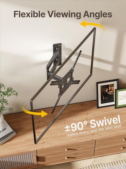monTEK Full Motion TV Mount for Most 23-65 Inch Flat Curved TVs & Monitors, Swivel Articulating Tilt TV Wall Mount, Wall Mount TV Bracket Perfect Center Design Max VESA 400x400mm, up to 77lbs - PuriLite