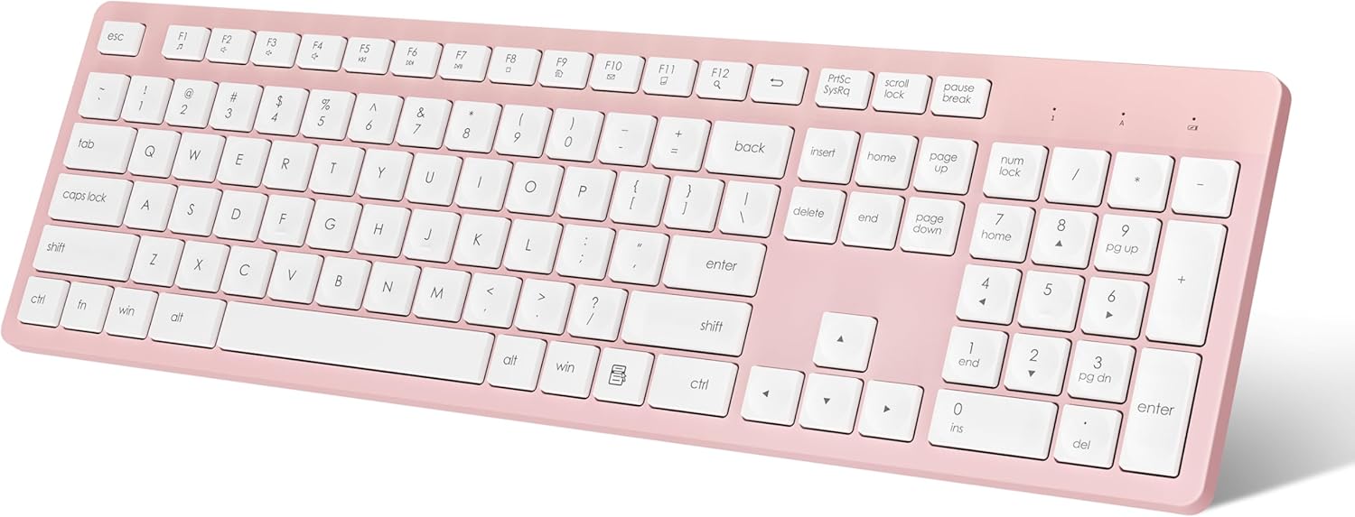 LeadsaiL Wireless Keyboard | Ergonomic Keyboard | Full-Sized Keyboard | Noiseless Keyboard | 2.4GHz Wireless Keyboard | USB Keyboard - PuriLite