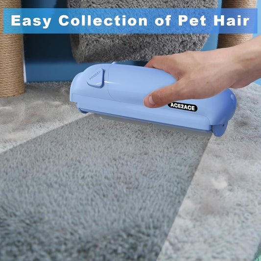 ACE2ACE Pet Hair Remover Roller, Reusable Lint Roller Hair Removal Brush Self-Cleaning Animal Fur Remover for Carpet,Sofa,Bedding-Blue - PuriLite