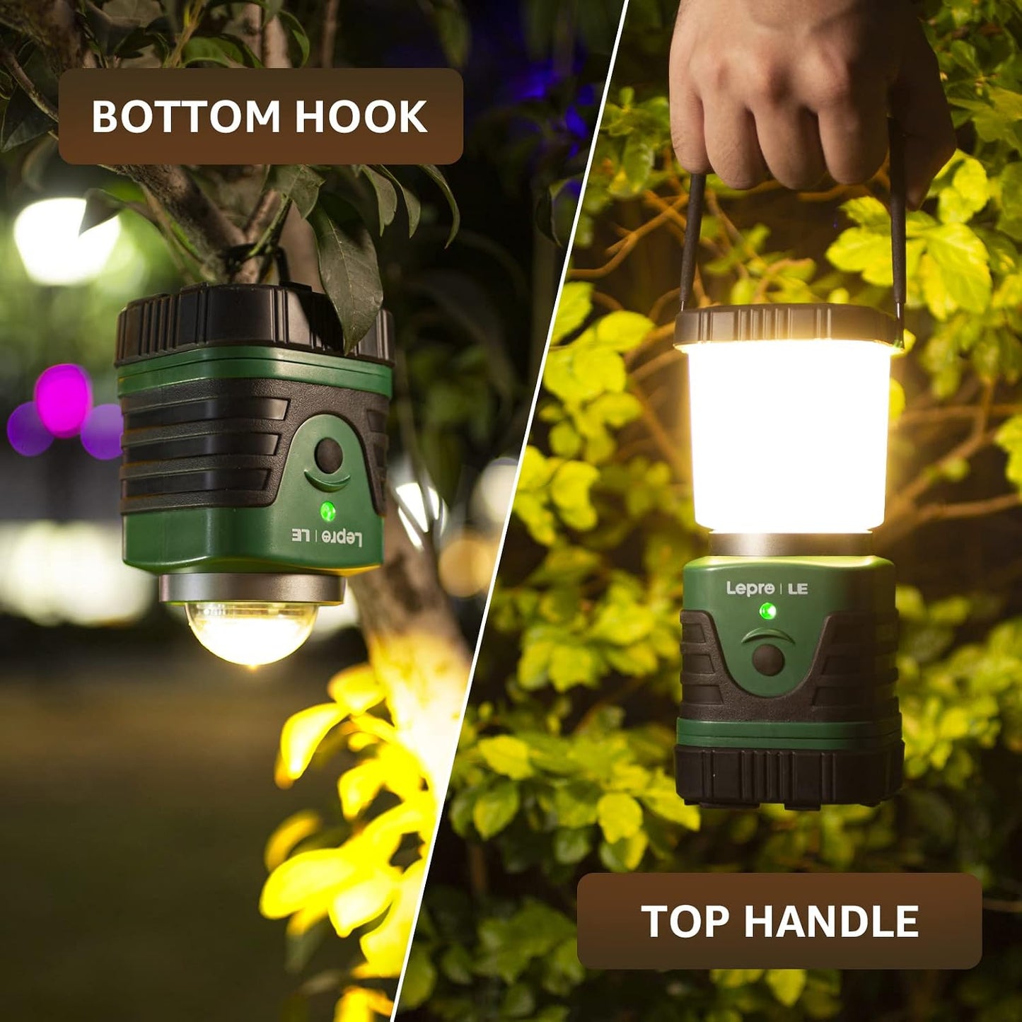 Lepro Rechargeable LED Camping Lantern, 1000LM Camping Light, 4400mAh Battery, 4 Modes Waterproof Tent Lamp for Emergency, Power Outage, Hurricane Survival Gear, USB Cable Included