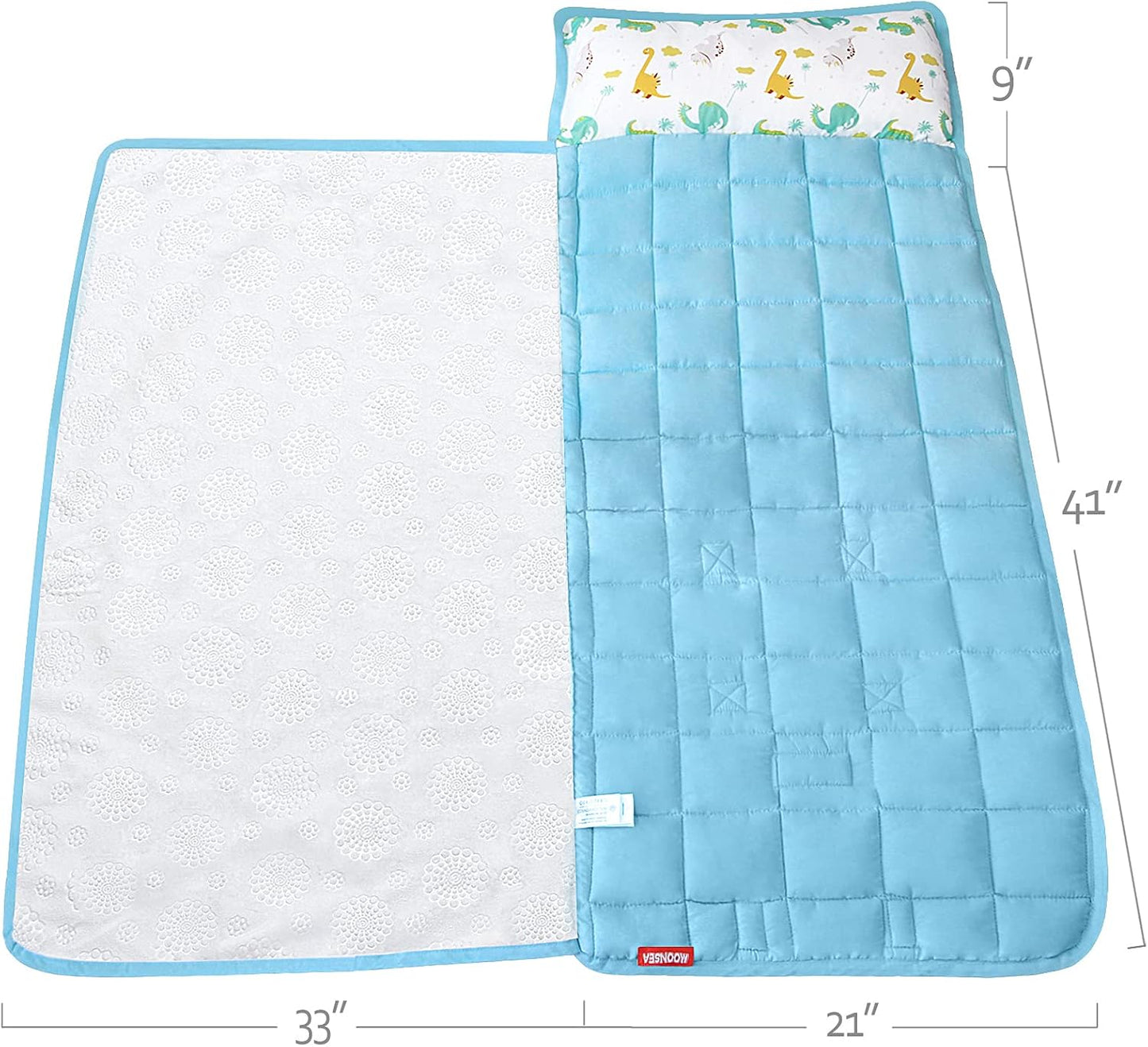 Toddler Nap Mat with Pillow and Fleece Minky Blanket, Kids Sleeping Bag Lightweight and Soft Perfect for Kids Preschool, Daycare, Travel Sleeping Bag Boys and Girls, Fit Standard Cot